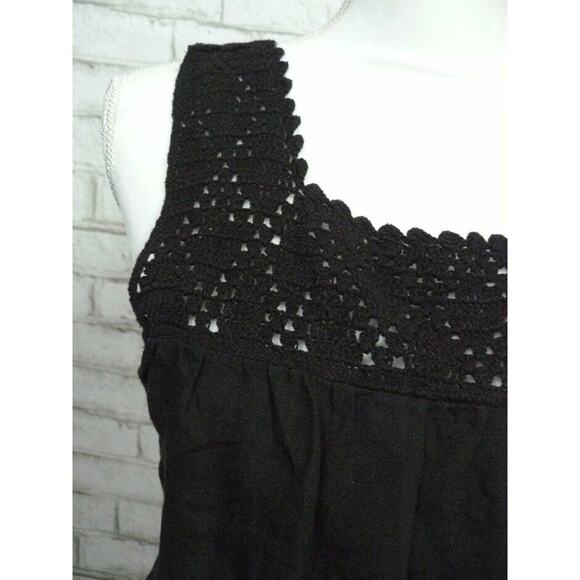 $138 Aritzia Wilfred Delfina Black 100% Linen Crochet Yoke Romper XS NEW - Picture 5 of 8